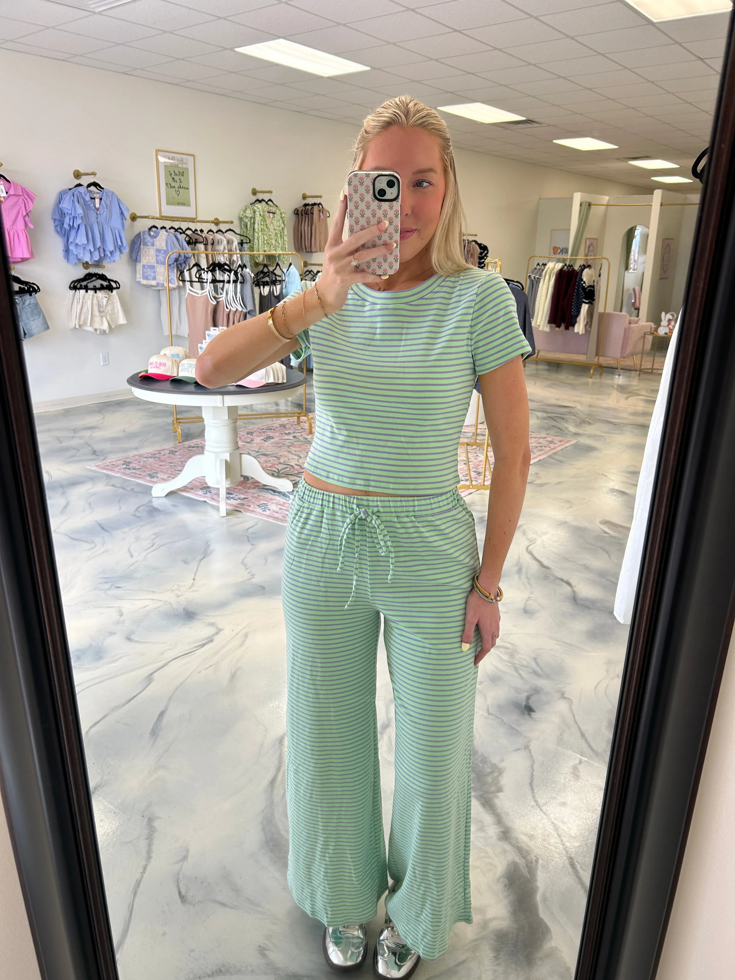 Mint Striped Lounge Set