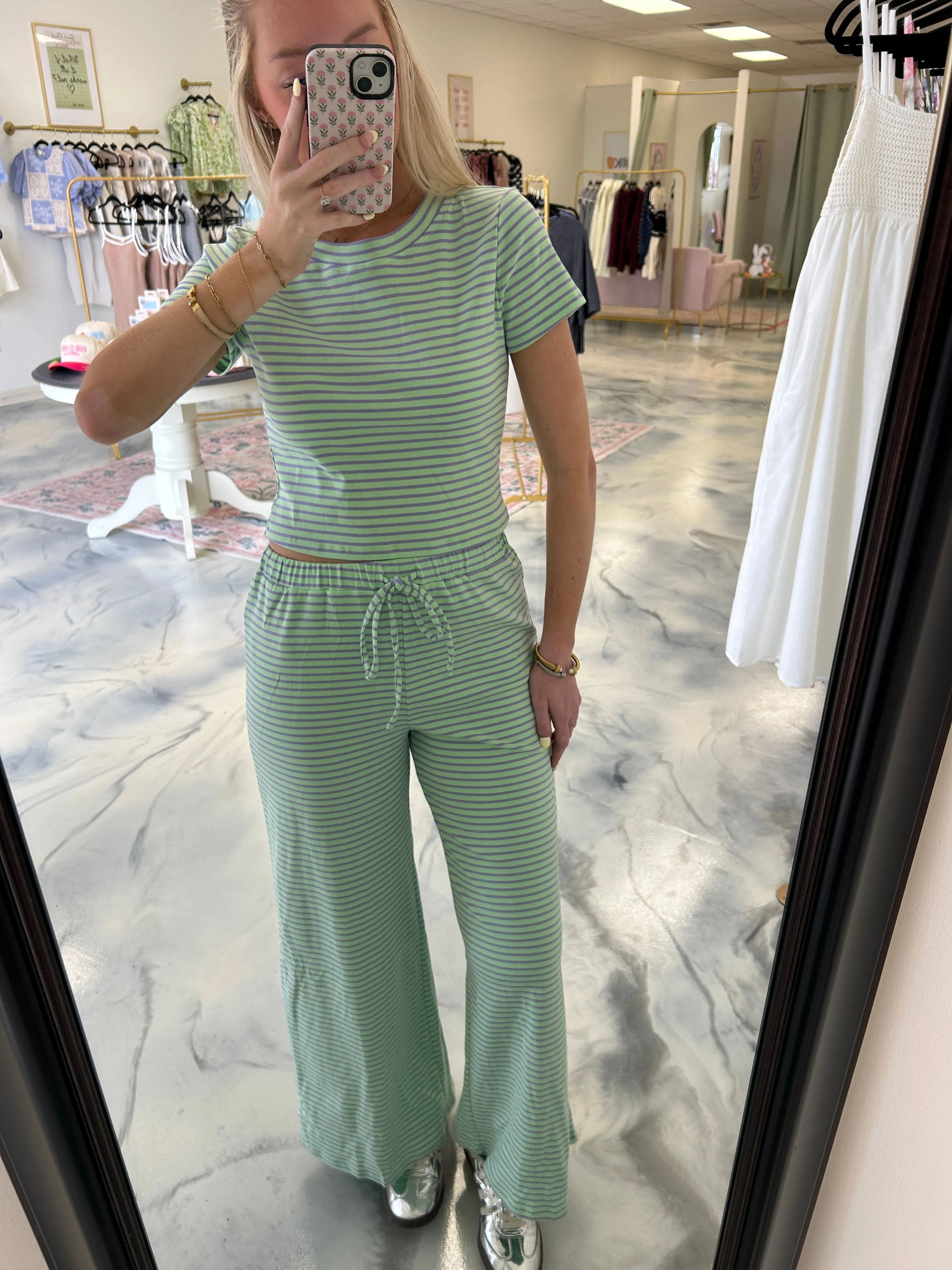 Mint Striped Lounge Set