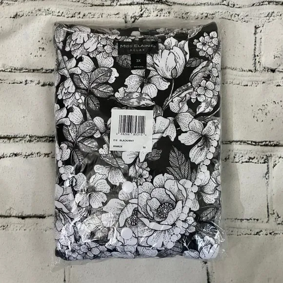 Miss Elaine Printed Knit Short Sleeve Gripper Robe 3X