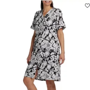 Miss Elaine Printed Knit Short Sleeve Gripper Robe 3X