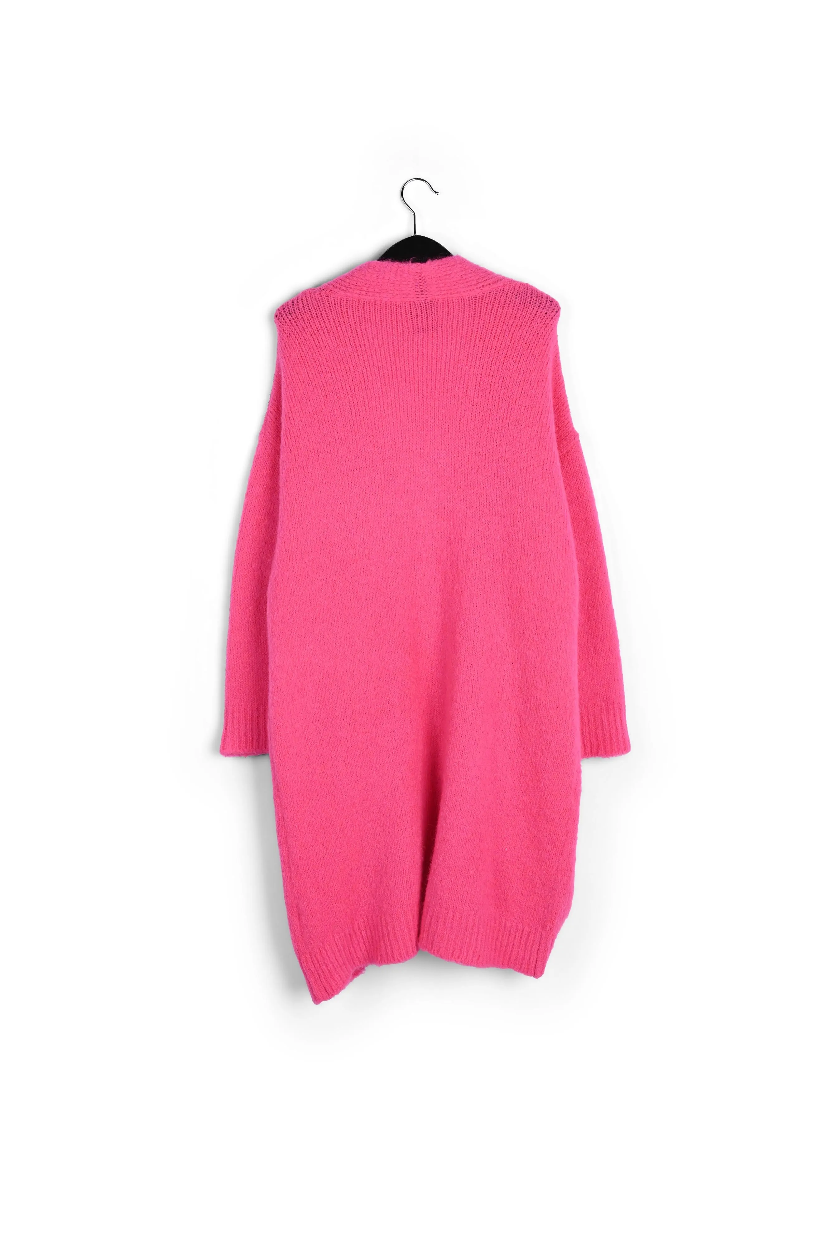Neon pink midi-length mohair-blend cardigan