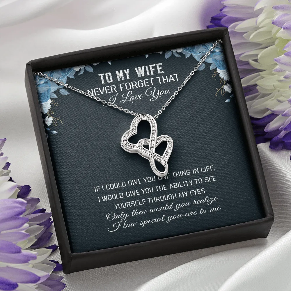 Never Forget That I Love You - Double Hearts Necklace Message Card