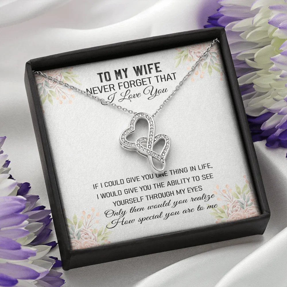 Never Forget That I Love You - Double Hearts Necklace Message Card