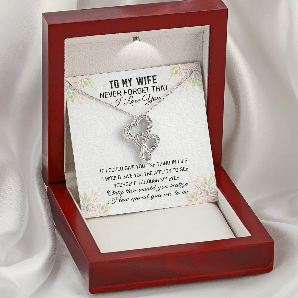 Never Forget That I Love You - Double Hearts Necklace Message Card