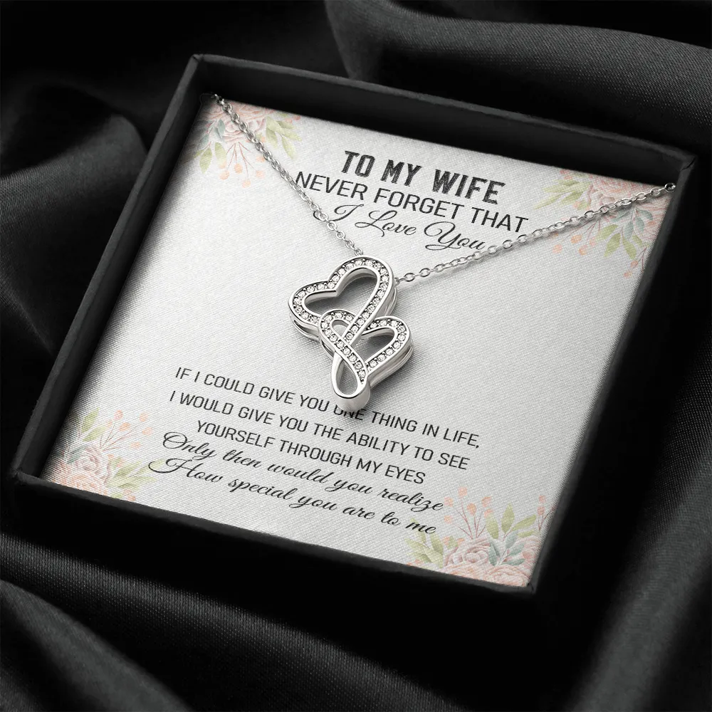 Never Forget That I Love You - Double Hearts Necklace Message Card