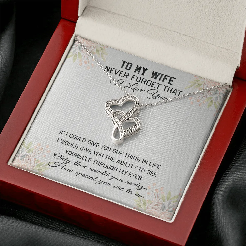 Never Forget That I Love You - Double Hearts Necklace Message Card
