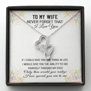 Never Forget That I Love You - Double Hearts Necklace Message Card