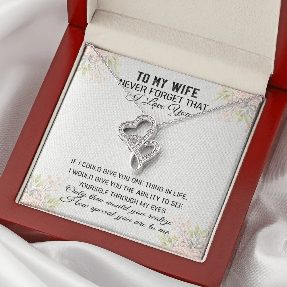 Never Forget That I Love You - Double Hearts Necklace Message Card