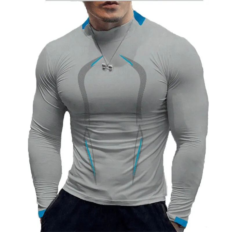 New High Quality 5 Color Men Quick Dry long sleeves Fitness Shirt