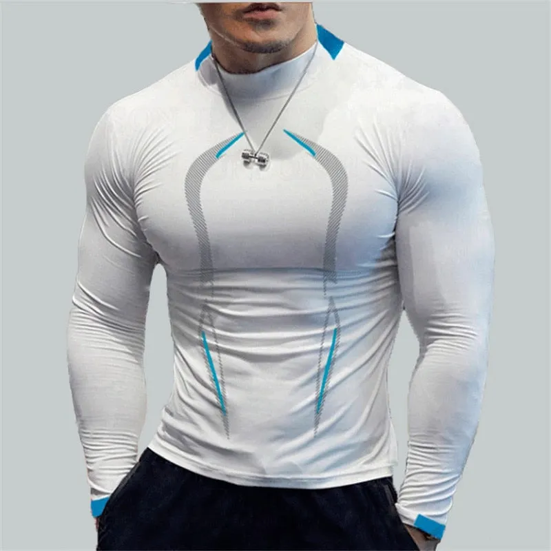 New High Quality 5 Color Men Quick Dry long sleeves Fitness Shirt
