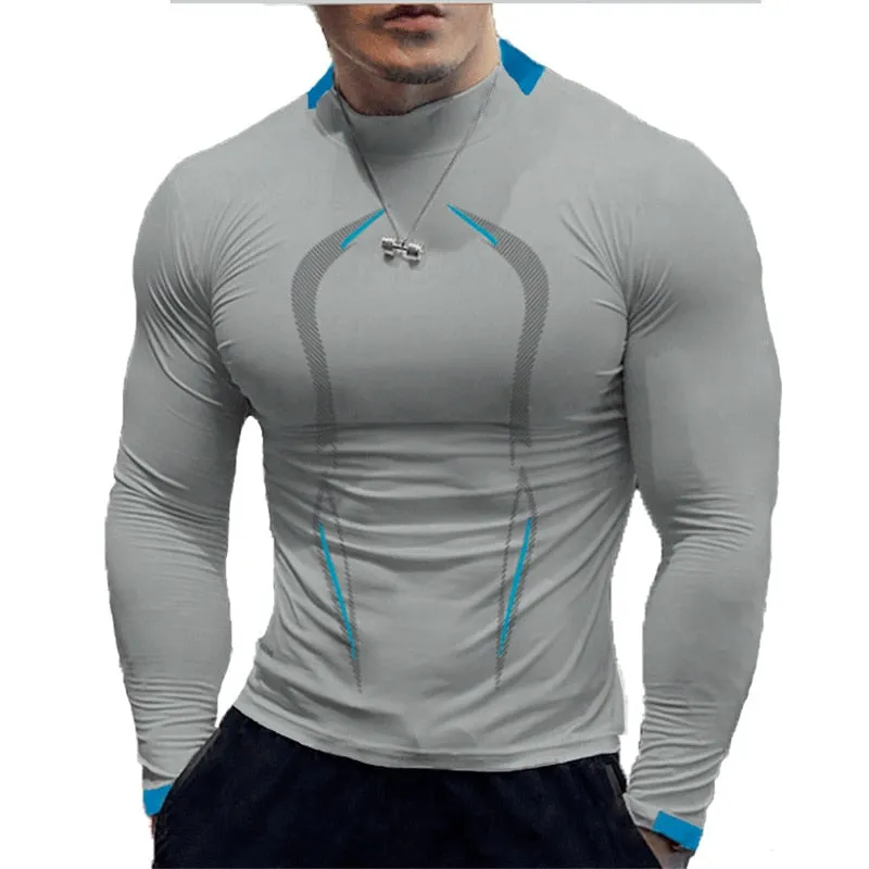 New High Quality 5 Color Men Quick Dry long sleeves Fitness Shirt