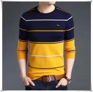 New Spring Autumn Men Casual Harmont Sweater O-Neck Knitted Striped Pullovers Sweaters Men cotton blaine Thin Wool Sweater