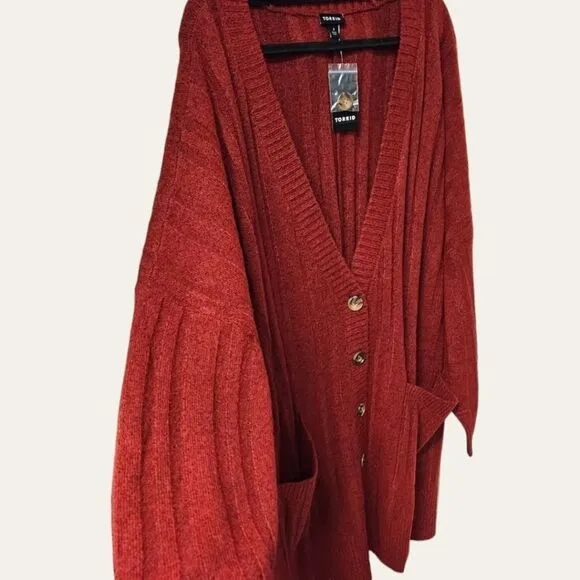 NEW TORRID CashmereVegan Boyfriend Cardigan V- Neck Sweater.  4X