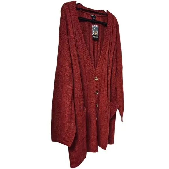 NEW TORRID CashmereVegan Boyfriend Cardigan V- Neck Sweater.  4X