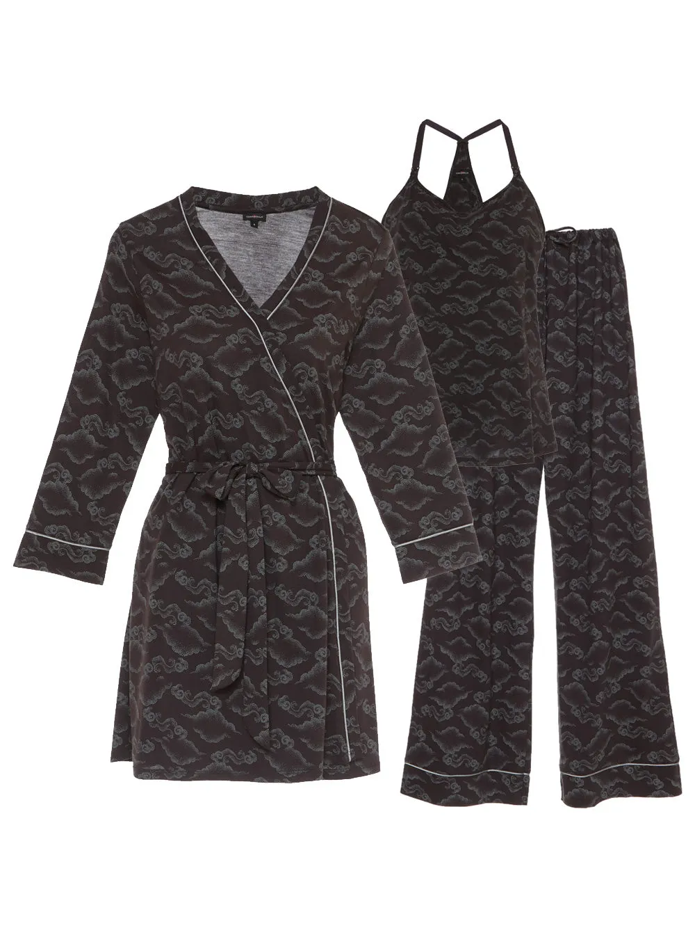 Nursing 3 Piece Set With Print Robe