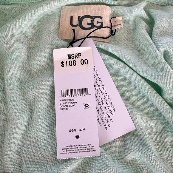 NWT UGG MONROSE Robe Mint Green Women’s S Incredibly Soft Stretchy Lounge Belted