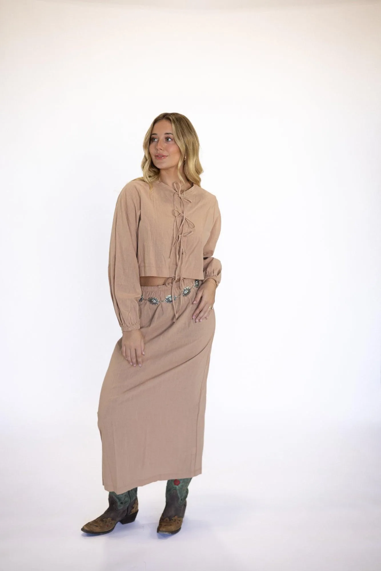 Odie Skirt & Top Set in Khaki