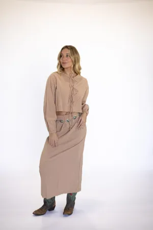 Odie Skirt & Top Set in Khaki