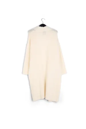 Off-white midi-length mohair-blend cardigan