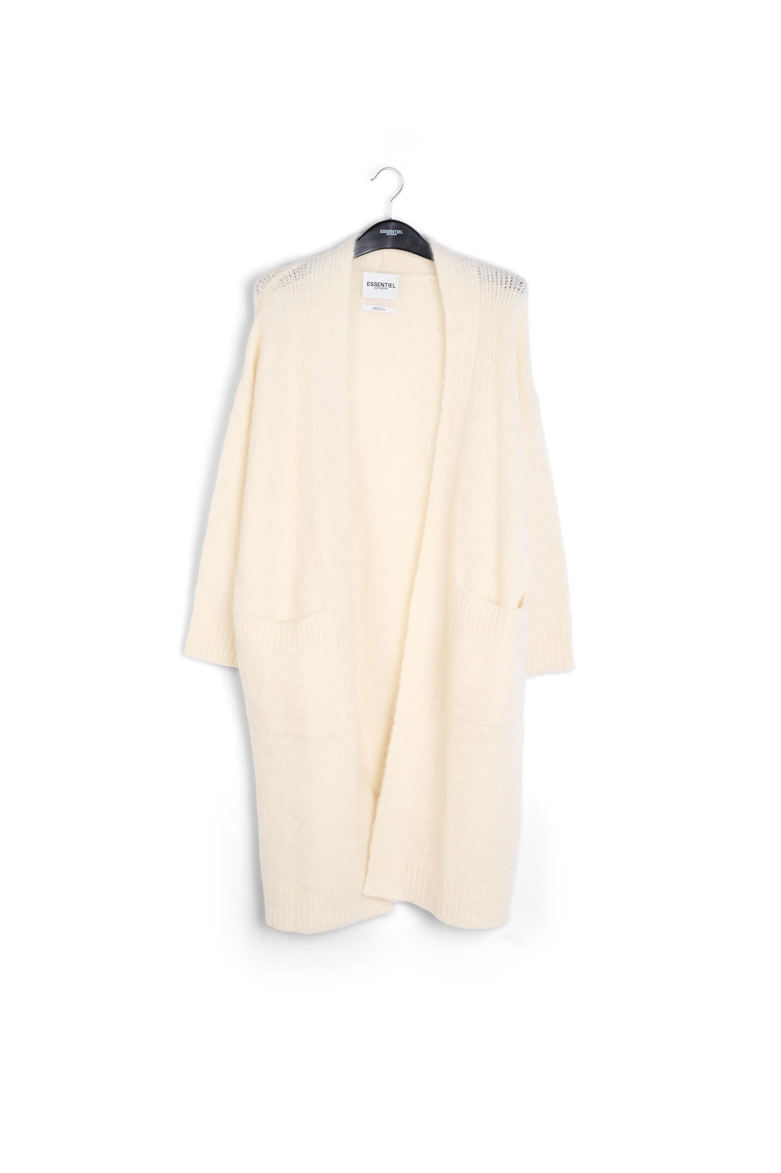 Off-white midi-length mohair-blend cardigan