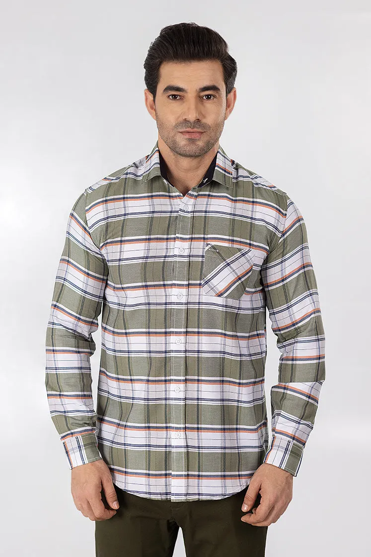 Olive Check Casual Shirt CS23003-OL