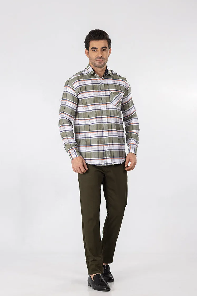 Olive Check Casual Shirt CS23003-OL
