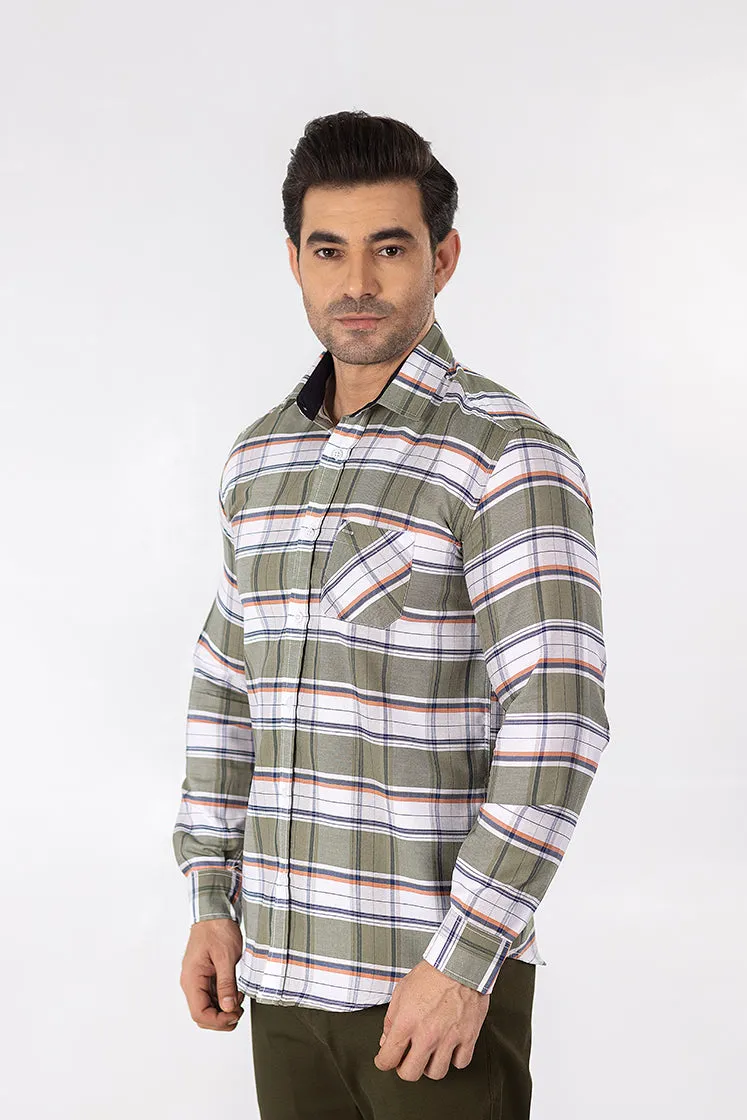 Olive Check Casual Shirt CS23003-OL