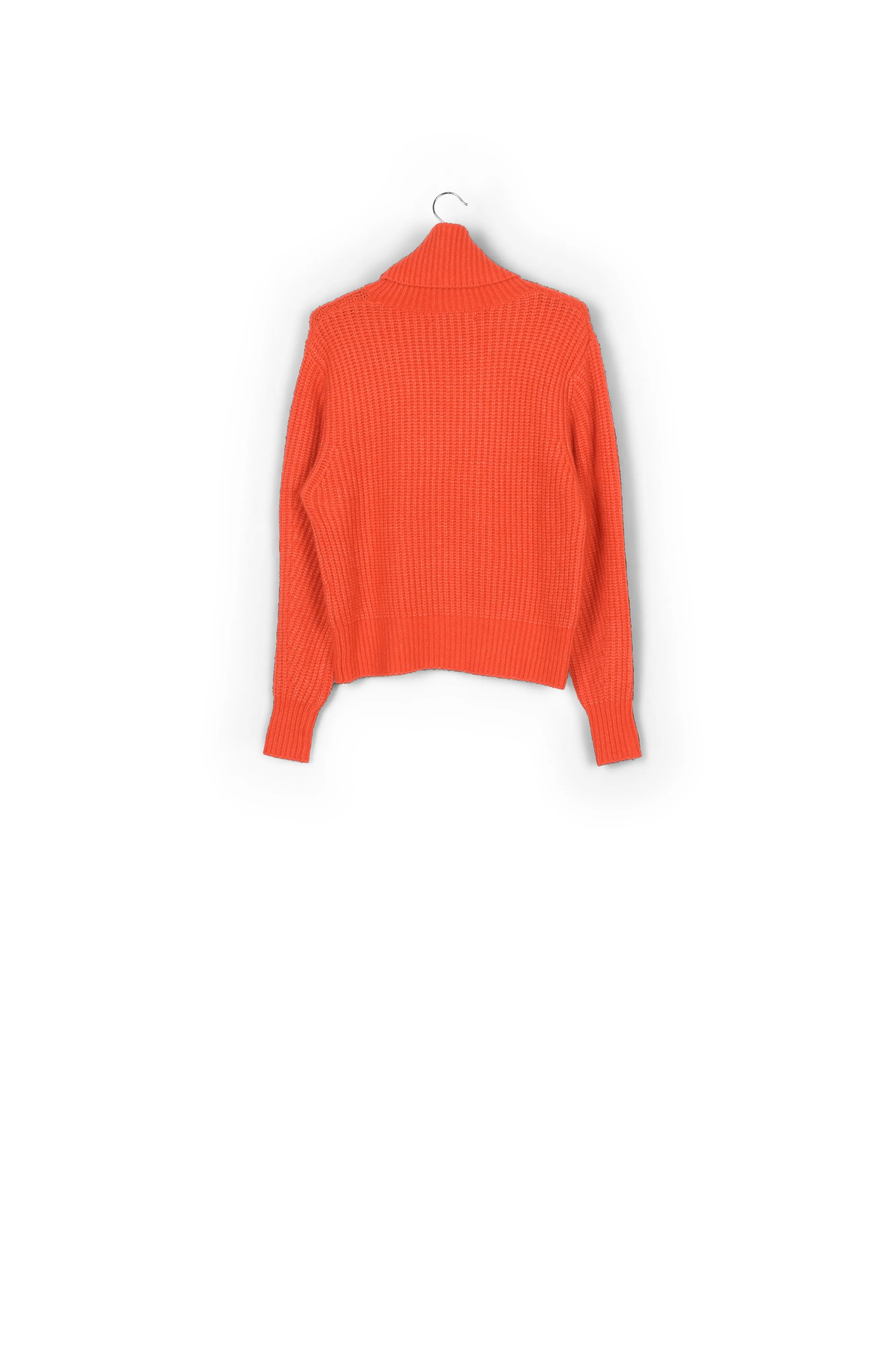 Orange ribbed-knit turtleneck sweater