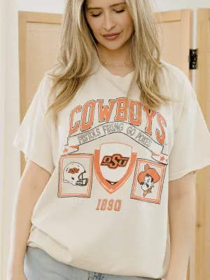 OSU Cowboys Prep Patch Off White Thrifted Tee