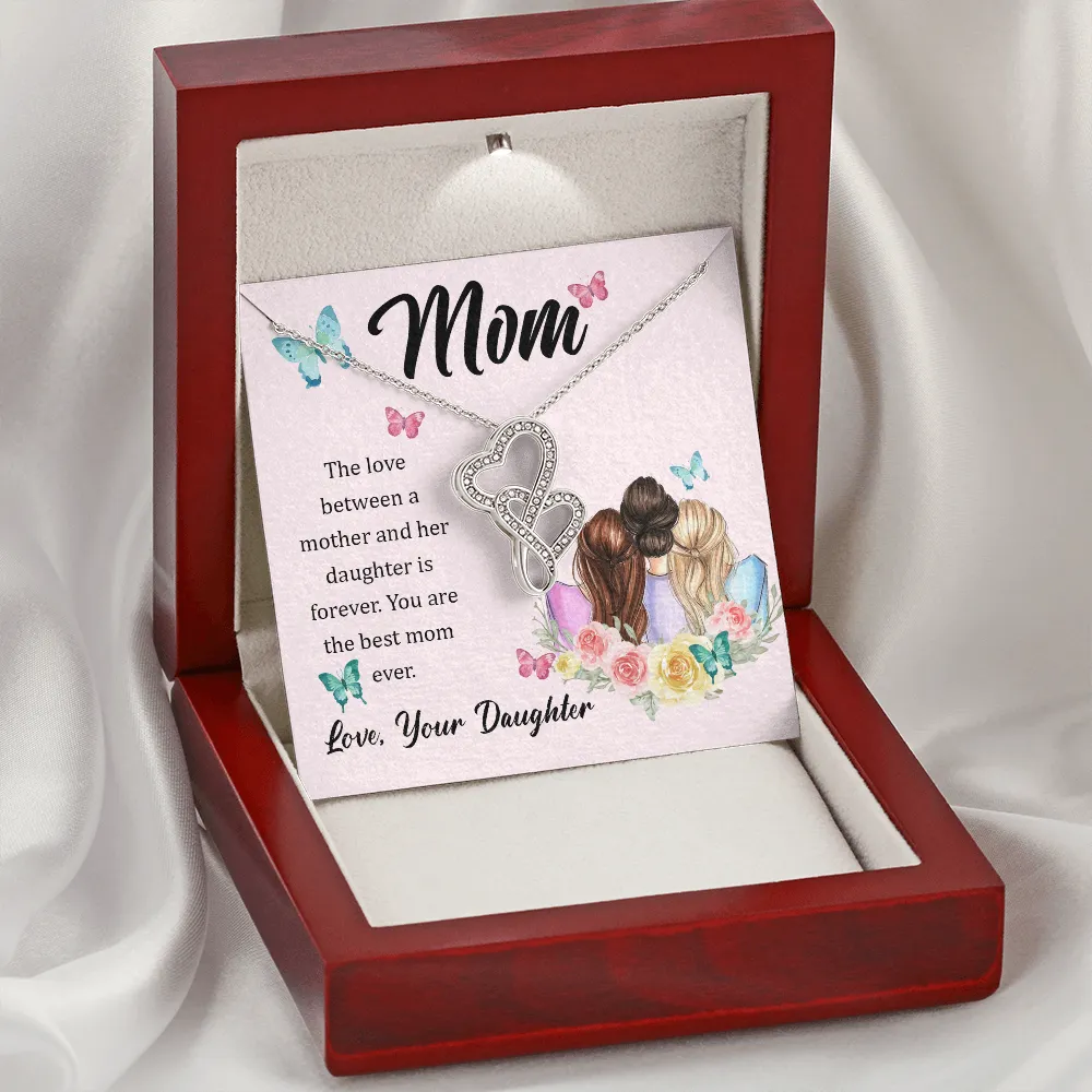 Our love is forever-Double Hearts Necklace for Mom From Daughter