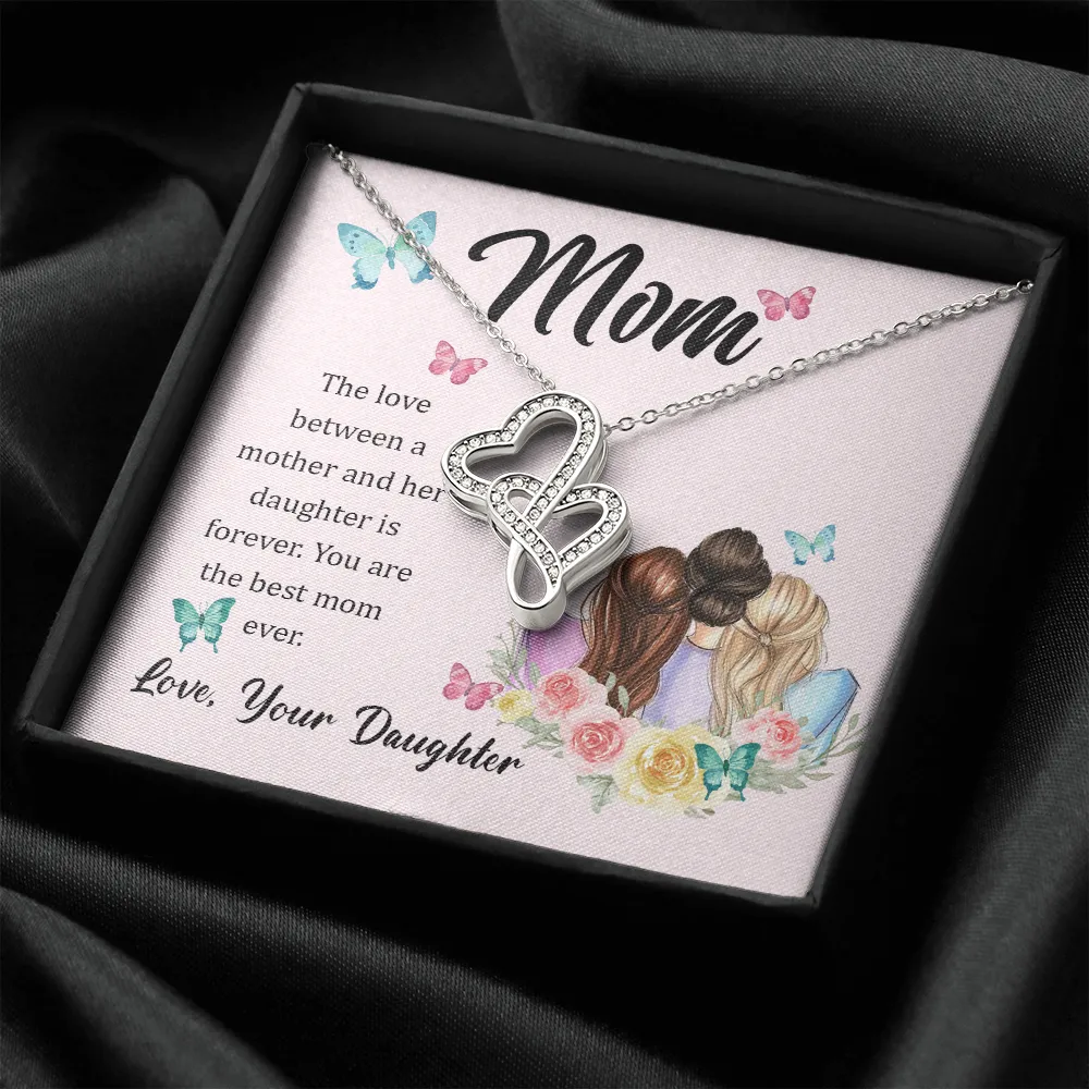 Our love is forever-Double Hearts Necklace for Mom From Daughter