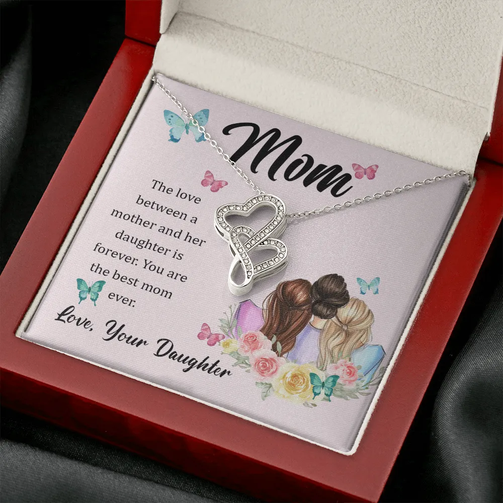 Our love is forever-Double Hearts Necklace for Mom From Daughter