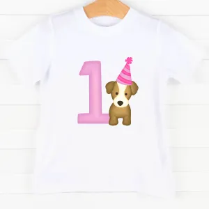 Party Pup 1st Birthday, Girls Graphic Tee