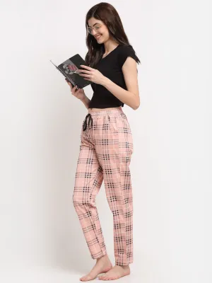 Peach Colour Abstract Printed Cotton Lounge Pants