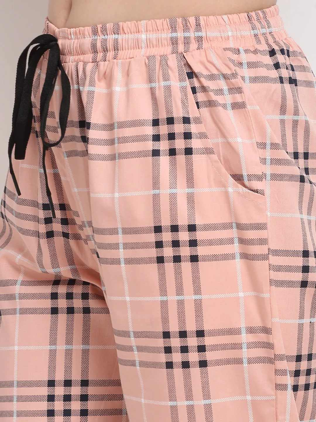 Peach Colour Abstract Printed Cotton Lounge Pants