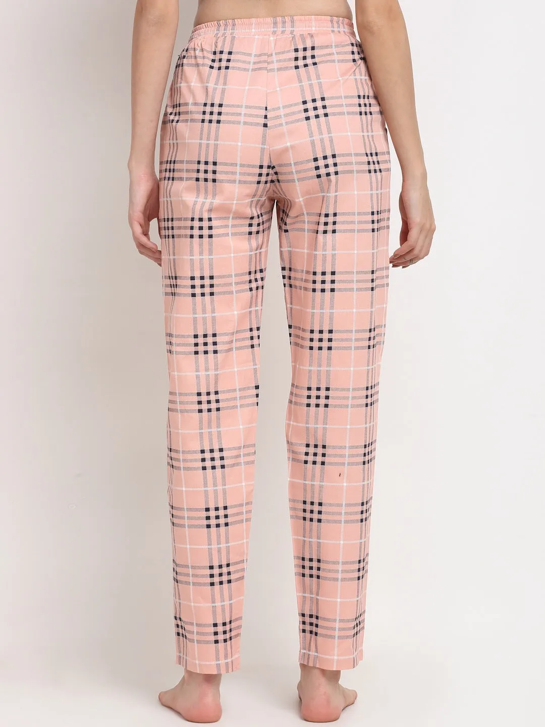 Peach Colour Abstract Printed Cotton Lounge Pants