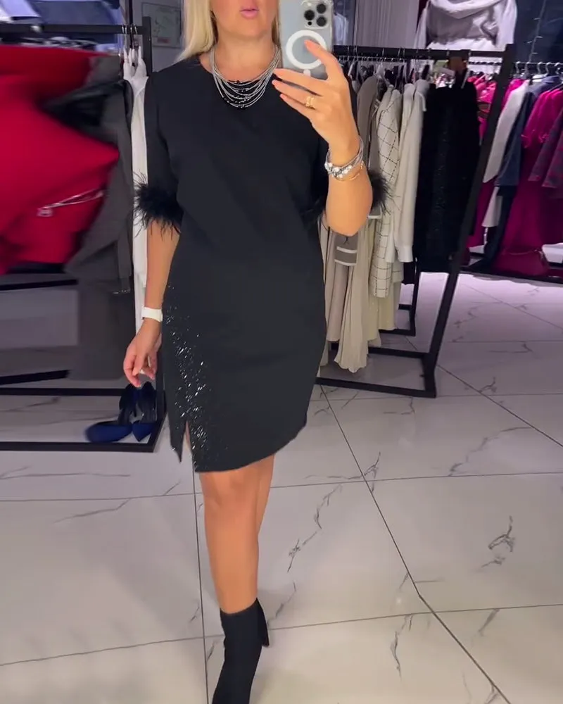 PENELOPE - CASUAL SLIT NECK DRESS