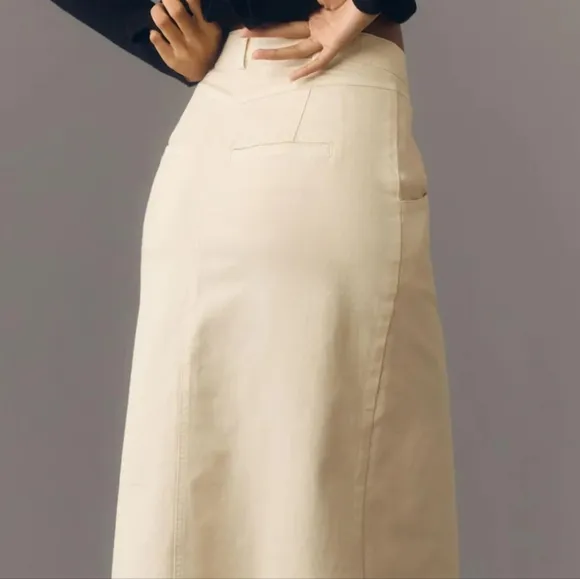Pilcro Structured Column Skirt Cream Midi Skirt 8