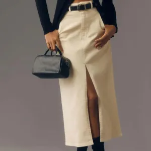 Pilcro Structured Column Skirt Cream Midi Skirt 8
