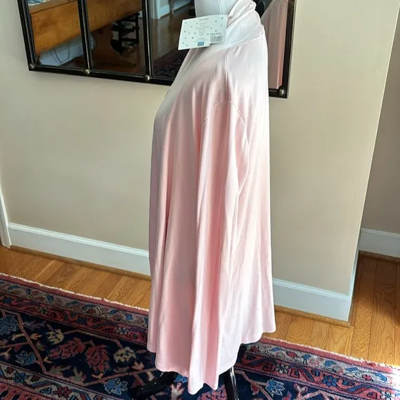PJ HARLOW Shelby Rib Knit Cardigan With Satin Trim - Blush Size Large NWT