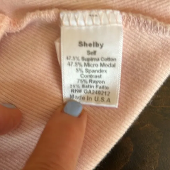 PJ HARLOW Shelby Rib Knit Cardigan With Satin Trim - Blush Size Large NWT