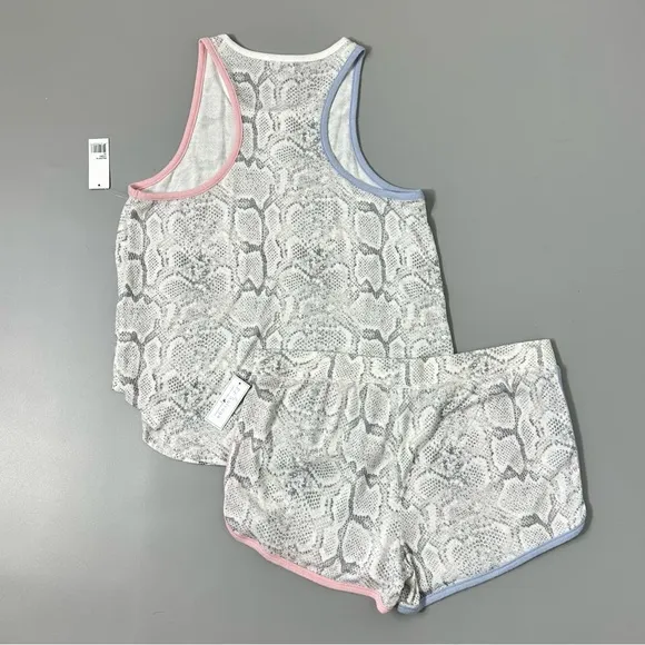 P.J. Salvage Tank Top Shorts Set in Ivory Snake Print Lounge Pajamas