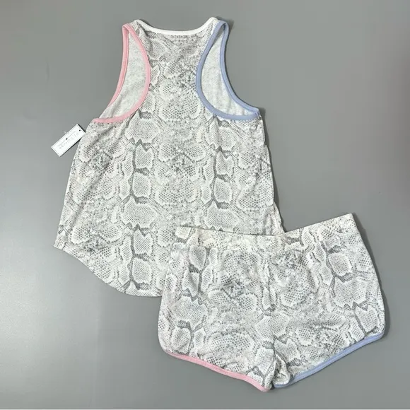 P.J. Salvage Tank Top Shorts Set in Ivory Snake Print Lounge Pajamas