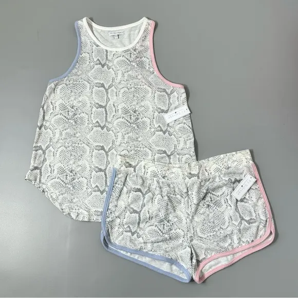 P.J. Salvage Tank Top Shorts Set in Ivory Snake Print Lounge Pajamas