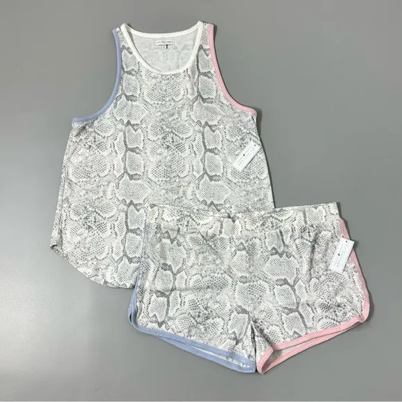 P.J. Salvage Tank Top Shorts Set in Ivory Snake Print Lounge Pajamas