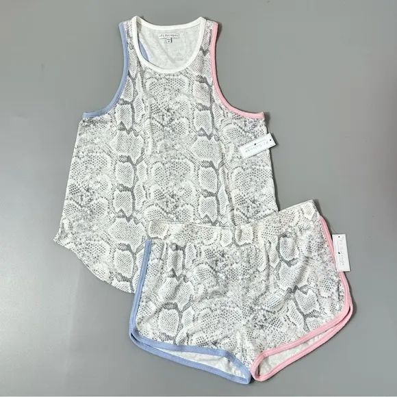 P.J. Salvage Tank Top Shorts Set in Ivory Snake Print Lounge Pajamas