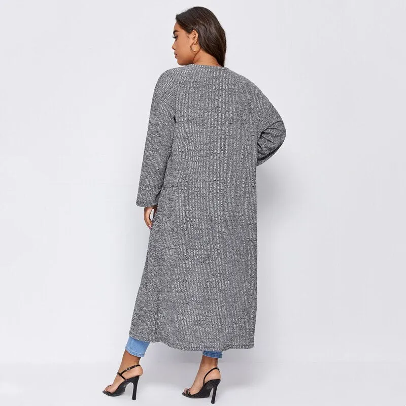 Plus Size Long Sleeve Maxi Cardigan