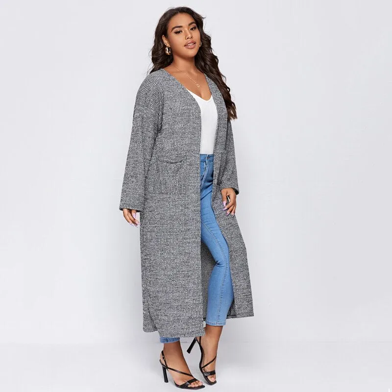 Plus Size Long Sleeve Maxi Cardigan