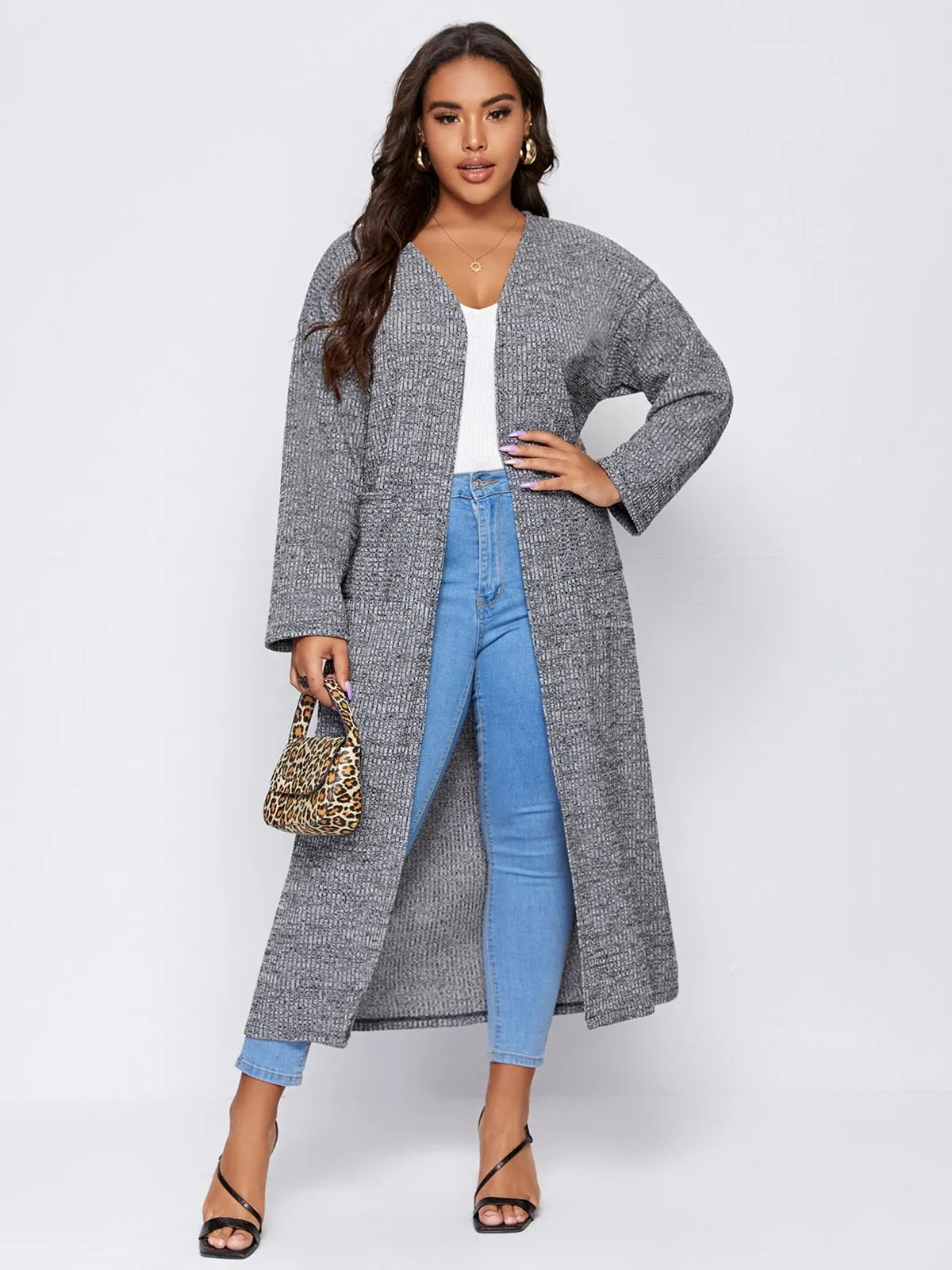 Plus Size Long Sleeve Maxi Cardigan