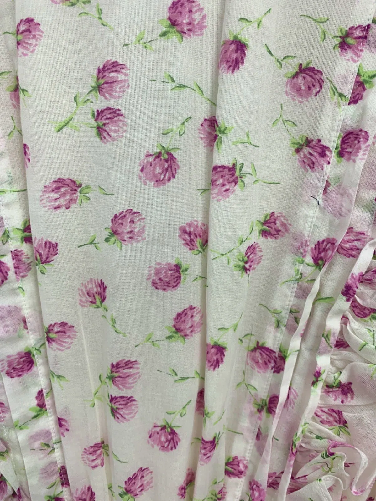 Polo Ralph Lauren White/Pink Floral Ruffled Midi Dress UK 6/8